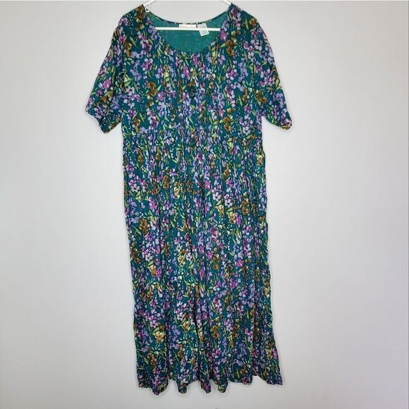 Short Sleeve Pocket Dress La Cera Clothing La Cera Cotton Knit Short Sleeve  Blue Tie-Dye Dress  La Cera La Cera Caftan Dress A-line Summer Knit Dress